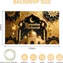 Ramadan Mubarak Backdrop 70.8x43.3 inch, for Muslim Ramadan Kareem Party Decorations, Eid Mubarak Sign Photo Booth for Home Muslim Eid Al Fitr Party
