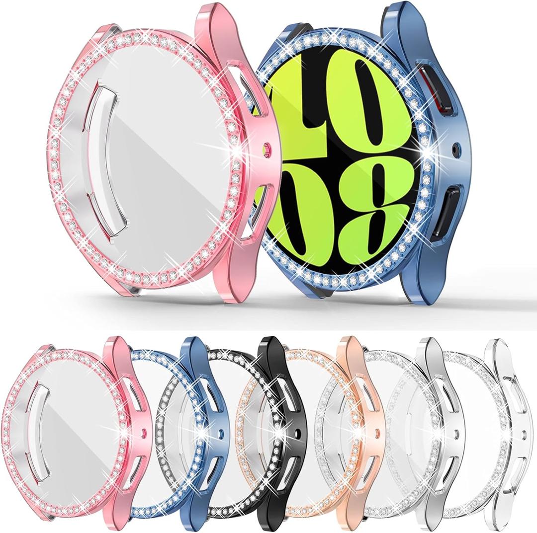 [6Pack] RICHONE Series Case Compatible for Samsung Galaxy Watch 6(2023) 40mm, Shock-Proof Soft TPU Bling Rhinestones Screen Protector, Ultra-Thin Bumper Accessories for Galaxy Watch6 40mm