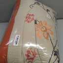 Chezmoi Collection Serene 7-Piece Luxury Autumn Floral Embroidery Comforter Set, Queen, Orange/Brown/Taupe | Lightweight