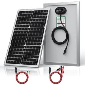 SUNER POWER 24V 30W Solar Battery Charger Maintainer, Built-in Ultra Smart MPPT Charge Controller, Waterproof 30 Watt Solar Panel Trickle Charging Kit for 24Volt AGM, Lead-Acid, Lifepo4 Battery