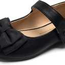 FUNKYMONKEY Toddler/Little Girl Mary Jane Dress Shoes Casual Slip on Ballet Flat (10 Toddler, Black Bowknot)