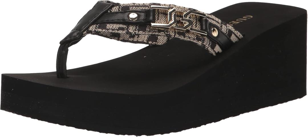 GUESS Women's Ediva Wedge Sandals (10, Black 001)