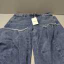 Trendy Queen Women's Wide Leg Jeans, Relaxed Loose Straight Leg with Raw Hem, Comfort Denim Pants (4, Blue)