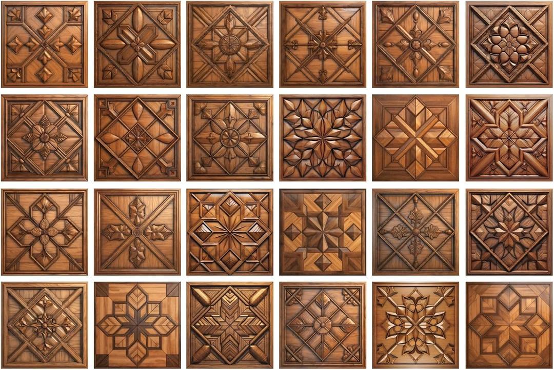 24PCS Removable Self Adhesive Tile Sticker Peel and Stick Backsplash PVC Art Wall Tiles Decal for Kitchen Bathroom Decor 5.91 x 5.91 inch,Brown (Hzw-las-06)