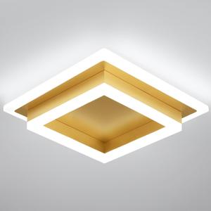 Modern LED Ceiling Lights, Gold Kitchen Ceiling Light, 32W Cool White 6000K Acrylic LED Hallway Ceiling Light Fixtures, Flush Mount Ceiling Lights for Bedroom Dining Room Kitchen Bathroom(Gold) (1 PACK)
