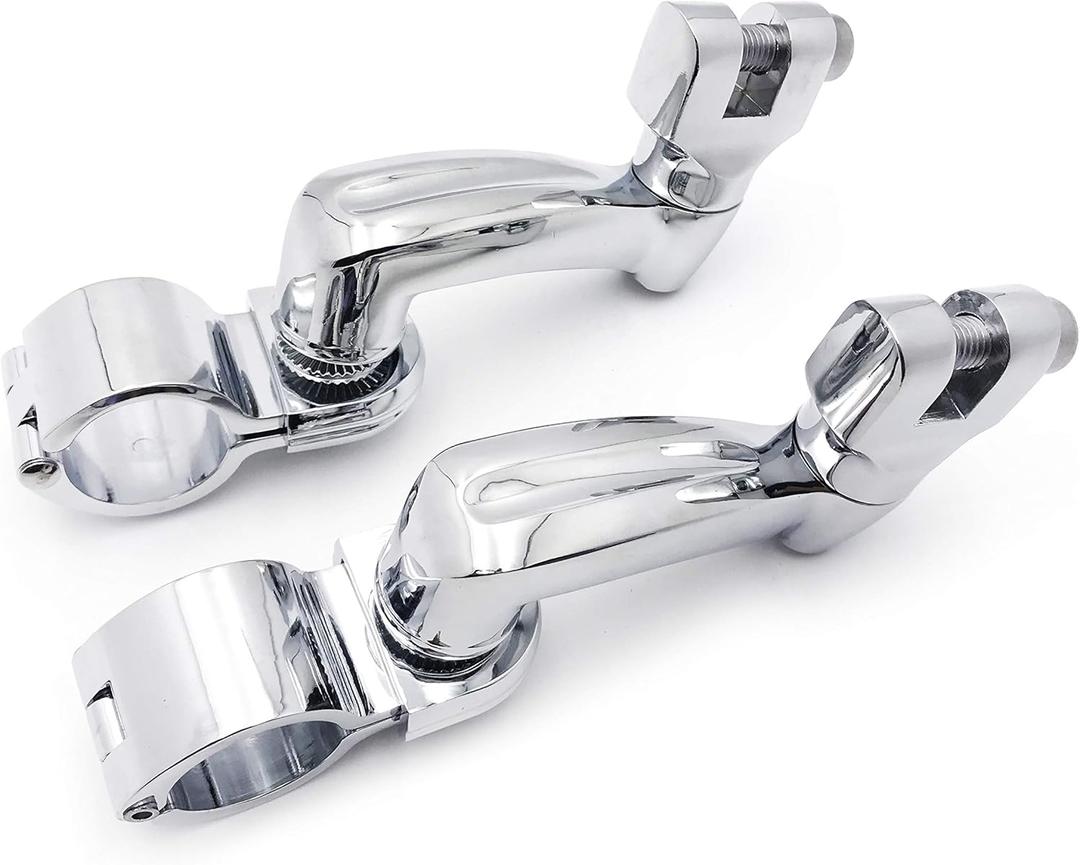 SMT-Chrome 360 Degree Adjustable Highway Peg Mounting Kit Compatible With any Bike Equipped with 1-1/4 inch Front Engine Guard Frame Tube GoldWing VTX1300 Shadow Valkyrie Triumph [B01AVH3MTM]
