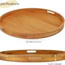 22" Extra Large Round Teak Wood Ottoman Tray with Handles