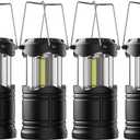 Lichamp LED Camping Lantern, 4 Pack Battery Powered Flashlight for Power Outages, Portable Collapsible Hanging Light Essential for Home, Outdoor, Emergency Lamp Survival Kit Gear for Hurricane, Black