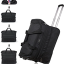 Hanke 20 Inch Expandable Carry On Luggage Suitcases with Wheels Foldable Duffle Bag for Travel Carry On suitcase Weekend Bag for Women Me (Black）