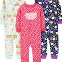 Simple Joys by Carter's Kids' 3-Pack Snug Fit Footless Cotton Pajamas (Sweets/Floral/Kitty)
