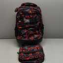 3Pcs Rolling Backpack for Boys, 19 Inche Adults Roller Bag with Wheels, Graffiti Wheeled Bookbag Set for Men(Red)