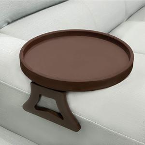 Sofa Armrest Clip Table  No-Slip Couch Tray for Drinks, Snacks, Remote, Gamepads, Adjustable Armchair Table for Living Room, Bedroom, Dorm  Fits Most Armrests (Brown)