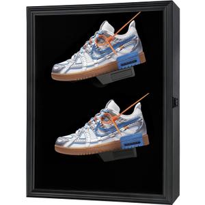 Shoe Display Case Memorabilia Display Case Shoe Wall Mount Wooden Sneaker Cabinet for Football Basketball Baseball Sports Shoes Display with Anti Fade UV Protection Acrylic Door Lockable