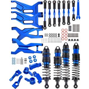 Upgrades Part for 1/10 Rustler 2WD VXL /Stampede 2WD VXL,Alloy RC Suspension Arms,Shocks,Steering Blocks Caster Blocks C-Hubs Stub Axle Carriers,Turnbuckles Camber Link, Navy Blue