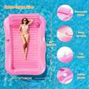 Inflatable Tanning Pool Lounger Float with Sprinkler, Pool Float Adult with Pillow & Cup Holder, Sunbathing Blow Up Tanning Bed, Suntan Tub Raft Floatie for Backyard Summer Water Party Extra-Large