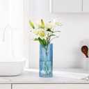Blue Glass Vase, Glass Flower Vase, Ribbed Glass Vases, Blue Vase, Tall Cylinder Vases for Centerpieces, Living Room, Bedroom, Dining Table, Office, Wedding, Bookshelf Decoration, 12 Inches