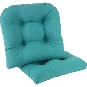 Klear Vu Gripper Overstuffed Universal Non-Slip Dining Chair Cushions for Kitchen Decor or Office Use, U-Shaped Skid-Proof Seat Pad, 15x15 Inches, 2 Count (Pack of 1), Solid Teal Blue