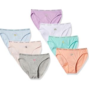 Calvin Klein girls Cotton Bikini Underwear 7-pack (Medium, Fun Icons)