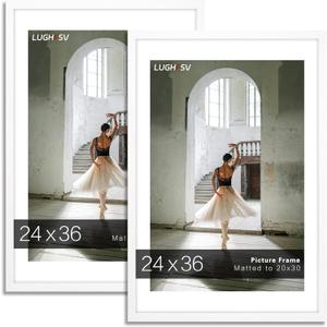 24x36 Large Picture Frame for Wall, Vertical or Horizontal Wall Hanging Large Poster Frame for Photo and Posters, Poster Frame 20x30 with Mat 24x36 Without Mat (White) 24x36 Large Picture Frame for Wall, Vertical or Horizontal Wall Hanging Large Poster Frame for Photo and Posters, Poster Frame 20x30 with Mat 24x36 Without Mat (White)