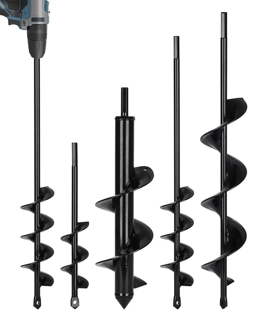 Auger Drill Bit for Planting 4 Pack, Auger Drill Bit Suitable for 3/8'' Hex Drill Driver,Garden Spiral Hole and Planter for Bulbs,Fence Posts,and Umbrella Holes