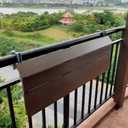 Balcony Bar Table for Railings, Outdoor Hanging Folding Adjustable Height Deck Rail Table for Patio, Garden, Rustproof Aluminum Alloy Frame,Weather Resistant, Easy Assembly