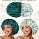 10 x BONNET QUEEN Silk Bonnet for Sleeping Hyaluronic Acid Satin Bonnet, Double Layer Hair Wrap for Curly Hair Women Sleep Cap (Green & Sage)