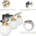 Tipace Mid Century Modern Bathroom Vanity Light Fixtures 3 Lights Milky White Glass Shades Black/Golden Bathroom Light Fixture(Exclude Bulb)