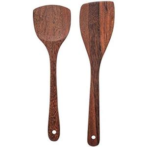 MyFurtive Wooden Spatulas - Eco-Friendly, Durable & Ergonomic Kitchen Utensils - Non-Scratch Cooking Tools for Stirring, Flipping & Serving - Set of 2 (12.8” & 12”)
