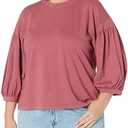 Velvet by Graham & Spencer Women's Prudy Sueded Jersey Puff Sleeve T-Shirt, L