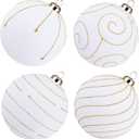 Velvet Christmas Ornaments Large Christmas Balls Ornament 4.7" White Velvet Ornaments for Christmas Tree Balls Xmas Wedding Holiday Halloween Party Big Flocked Decorative Hanging Ornament 4 Pcs