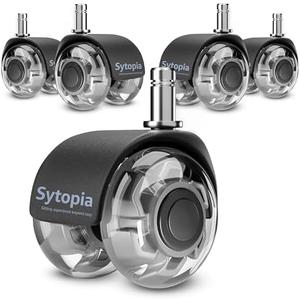 Office Chair Wheels 2" Desk Chair Caster Wheels Smooth Roller Style Quiet for Carpet and Hardwood Floors Universal Fit 11x22 mm Set of 5 Grey