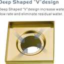 Brushed Gold Square Shower Drain with Flange 4x4, HIDROP 4 inch SUS 304 Stainless Steel Brass Gold Shower Floor Drain with Removable Hair Strainer