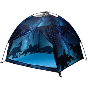 Kids Play Tent Lucky Castle Playhouse for Boys and Girls Easy Fun Dome Tent Camping Playground Pop Up Tent for Kids Indoor and Outdoor Imaginative Play Perfect Kid's Gift (Black Dinosaur) (47*47*40 IN)