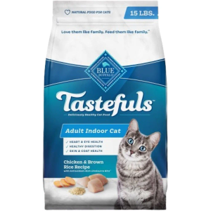 Blue Buffalo Tastefuls Natural Dry Food for Adult Indoor Cats, Chicken & Brown Rice Recipe, 15-lb. Bag