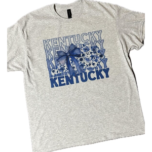 Blue and White Kentucky Cowgirl PNG Clipart, Coquette Blue Gray T-Shirt (Gray, M)