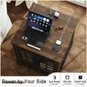 ChooChoo Farmhouse End Table with Charging Station & LED Light, Black&espresso, 1 pack 