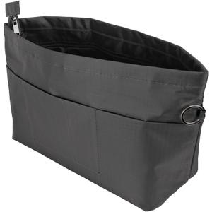 Time Wing Handbag Tote Purse Organizer Insert Bag Liner Shaper Divider Zipper 11 Pockets Compartments Small Dark Grey