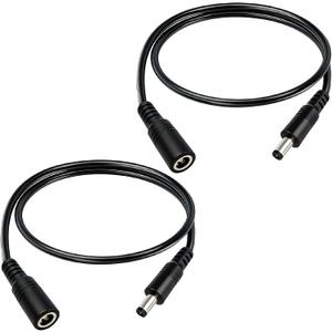 1.6FT 12V DC Power Extension Cable 5.5mmx2.5mm 18AWG Male to Female Extension Cable Barrel Connector for CCTV Surveillance Camera LED Light Bar Router Projector Printer 2PCS
