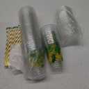 50 Pcs Jungle Safari Animals Cups Disposable Plastic Cup 12 oz Golden Green mugs Thick Wild Theme Clear Mugs Lids Straws Birthday Party Supplies Birthday Party Favor Table Decorations