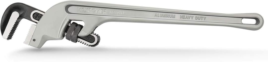 MAXPOWER 24-Inch Offset Pipe Wrench, 40% Lighter Alumimum Plumbing Wrench Clamping Capacity Up to 70mm