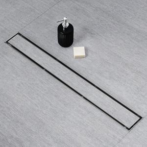 SaniteModar Linear Shower Drain, 2 in 1 Tile Insert and Flat Cover Shower Drian 48 inch, Brushed 304 Stainless Steel Linear Drain with Leveling feet and Hair Strainer