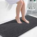 OLANLY Bathroom Rugs 47x24, Extra Soft Absorbent Chenille Bath Rugs, Rubber Backing Quick Dry, Machine Washable Bath Mats for Bathroom Floor, Tub and Shower, Home Decor Accessories, Dark Grey