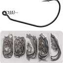 50pcs/Box Fishing Treble Hooks, High Carbon Steel Fishing Hooks Kit, Sharp & Round Bend Fishing Treble Hooks for Catfish Lures Baits Bass Fishing Accessories (Swimbait Hooks with Twistlock)