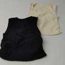 OQQ Womens 2 Piece Crop Tops Rueched Sleeveless Square Neck Stretch Basic Tank Shirts Medium, Black/Beige 