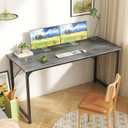 Huuger Computer Desk, 55 Inch Home Office Desk, Gaming Writing Work from Home Study Desk, Large Legroom, Sturdy Metal Frame, Modern Simple, Grey