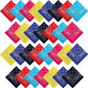 30 Pcs Bandanas Bulk Paisley Bandanas Unisex Cowboy Head Wrap Scarf Headband Handkerchief for Women Men