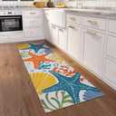 2' x 6' Washable Indoor Outdoor Runner Rug for Hallway, Kitchen, Outdoor, Stain Resistant, Easy Clean, Orange Coastal Runner Rug for Indoor, Patio, Deck, Porch, Kitchen, Hallway, Laundry Room