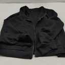 Verdusa Women's Zip Up Textured Lightweight Bomber Jacket Casual Long Sleeve Outerwear (Black)