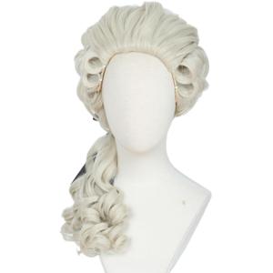 Linfairy Washington Lawyer Curly Wig Colonial Light Blonde Costume Powdered 18th Century Cosplay Wigs (adult)