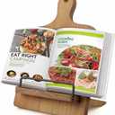 Cookbook Stand Recipe Book Holder: Cookbook Stand for Kitchen Counter, Adjustable iPad Tablet Recipe Book Holder, Rustic Wood Cutting Board Style, Gift for Women